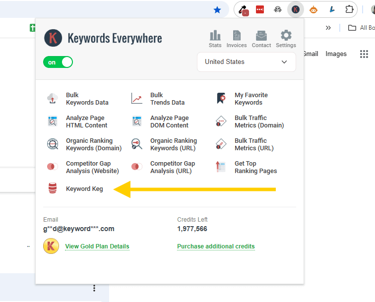 Keywords Everywhere Menu